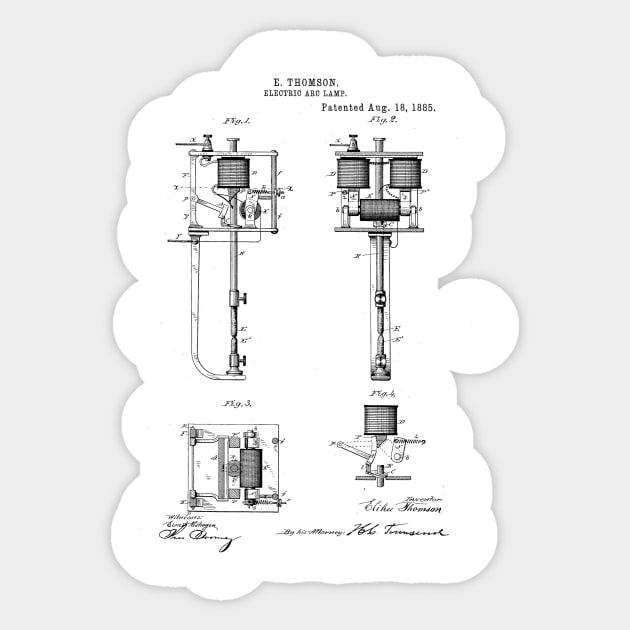 Electric Arc Lamp Vintage Patent Sticker by TheYoungDesigns